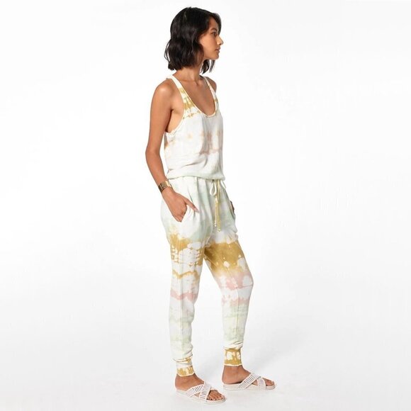 NWT Young Fabulous & Broke Eberhart green & pink tie dye jumpsuit, XS - Picture 2 of 12